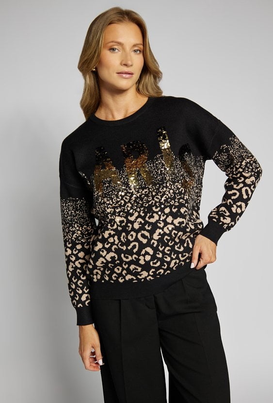 Sweter damski ze wzorem i cekinami