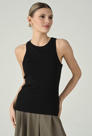 Top damski bez rękawów z okrągłym dekoltem