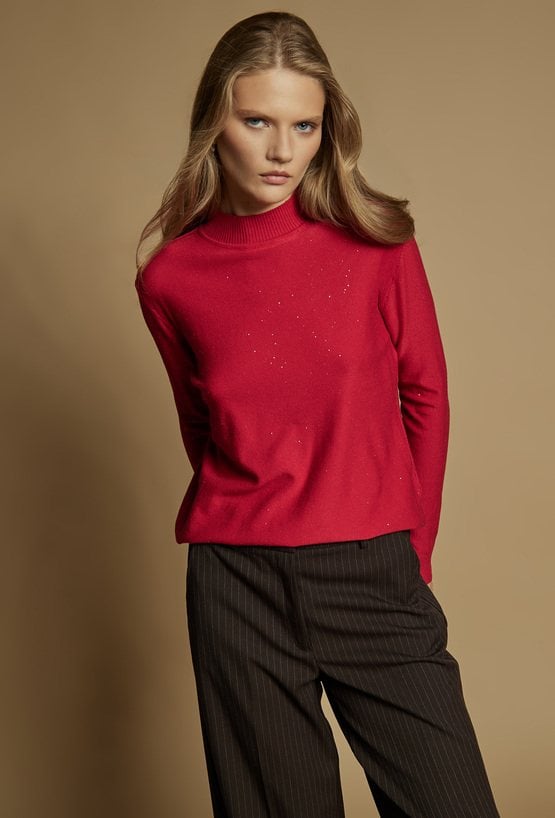 Połyskujący sweter damski