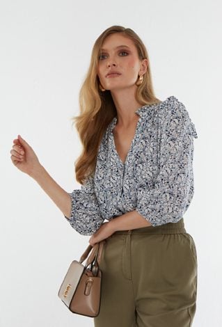 Wiskozowa koszula z falbaną