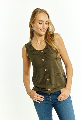Top damski z ozdobnymi guzikami