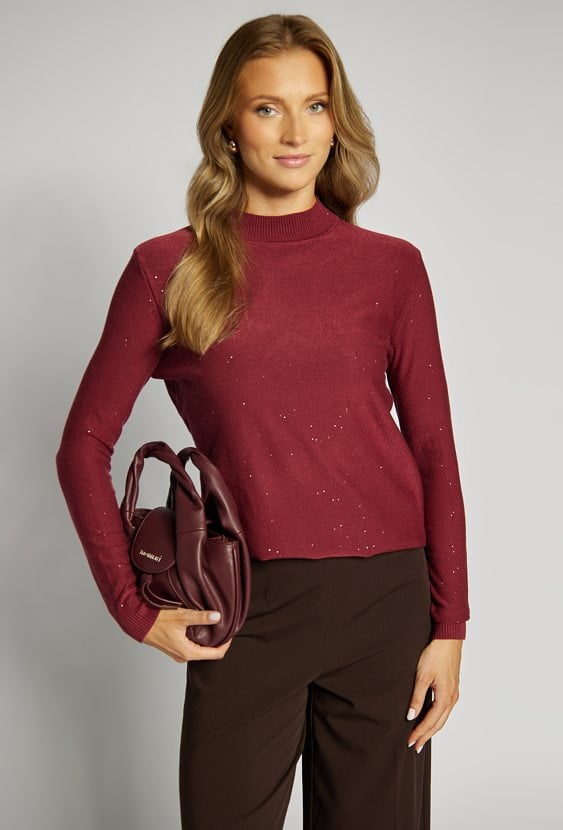 Połyskujący sweter damski