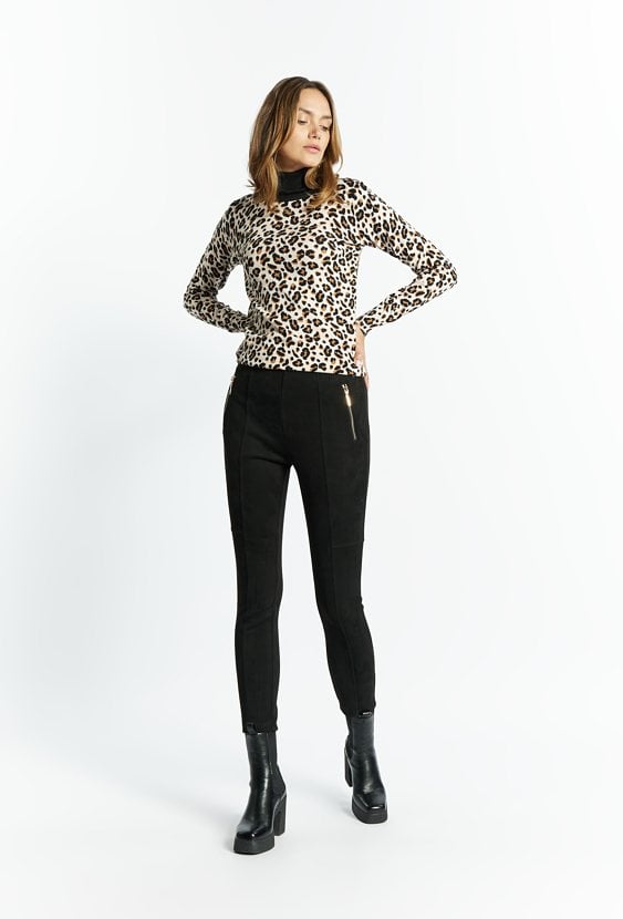 Spodnie damskie imitujące zamsz