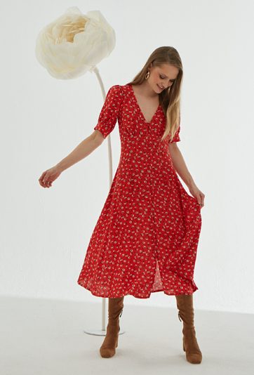 Wiskozowa sukienka w kwiaty