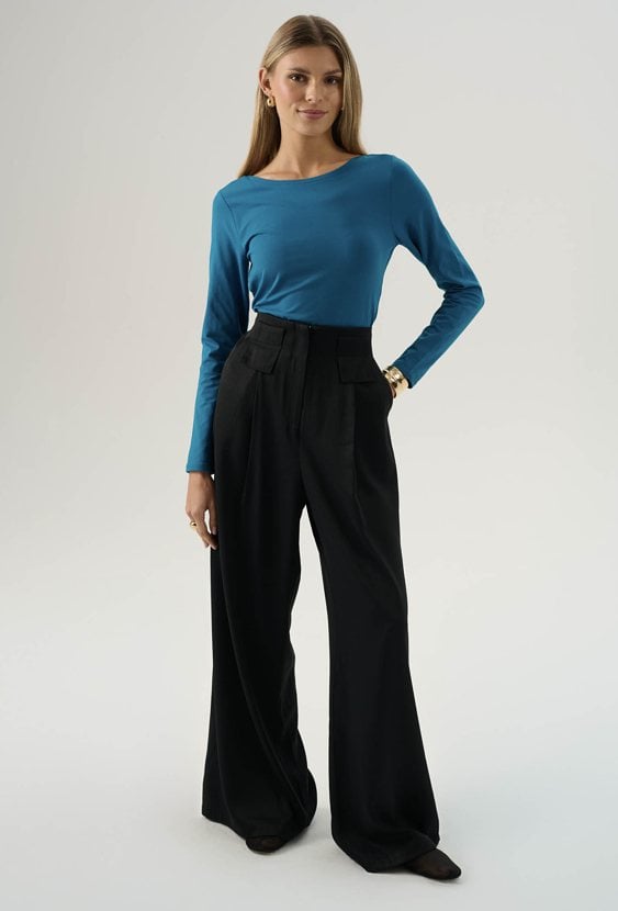 Szerokie spodnie z dodatkiem bawełny