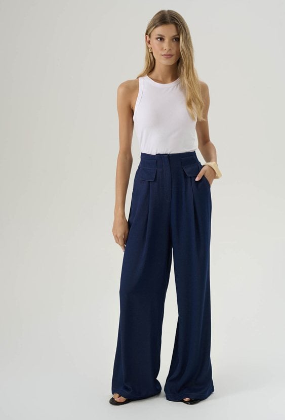 Szerokie spodnie z dodatkiem bawełny