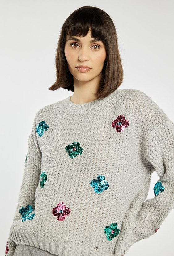 Sweter damski z cekinami