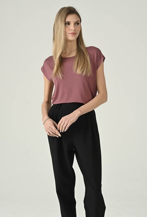 Bluzka z krótkim rękawem i okrągłym dekoltem