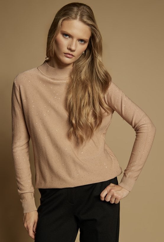 Połyskujący sweter damski