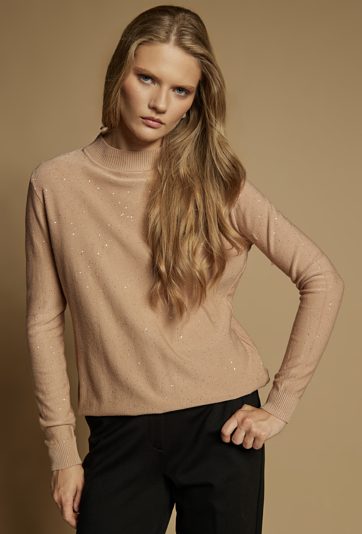 Połyskujący sweter damski