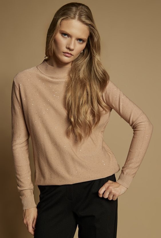 Połyskujący sweter damski