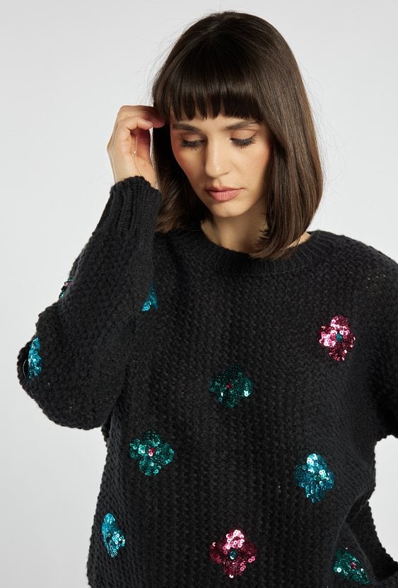 Sweter damski z cekinami