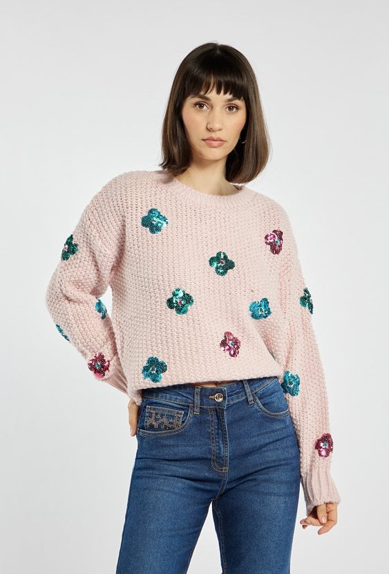 Sweter damski z cekinami