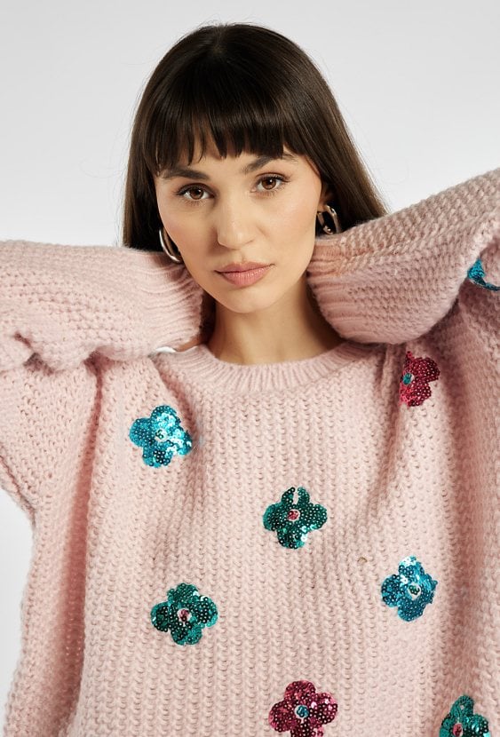 Sweter damski z cekinami