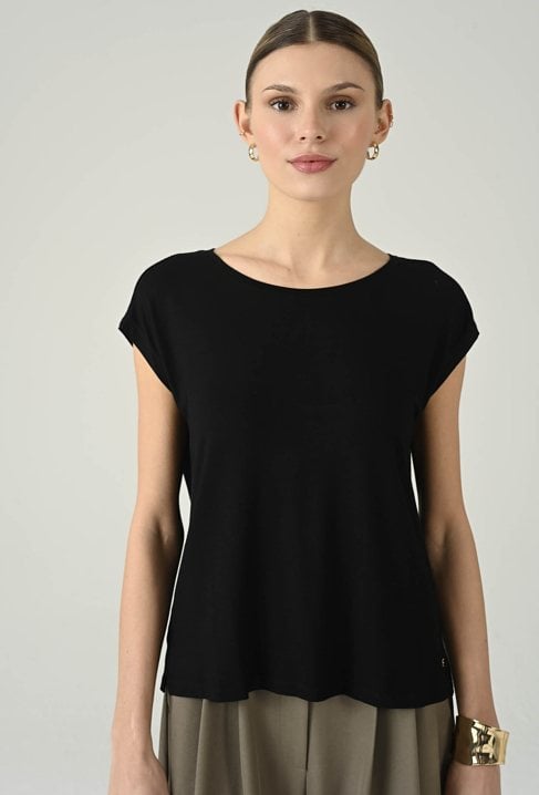 Bluzka z krótkim rękawem i okrągłym dekoltem