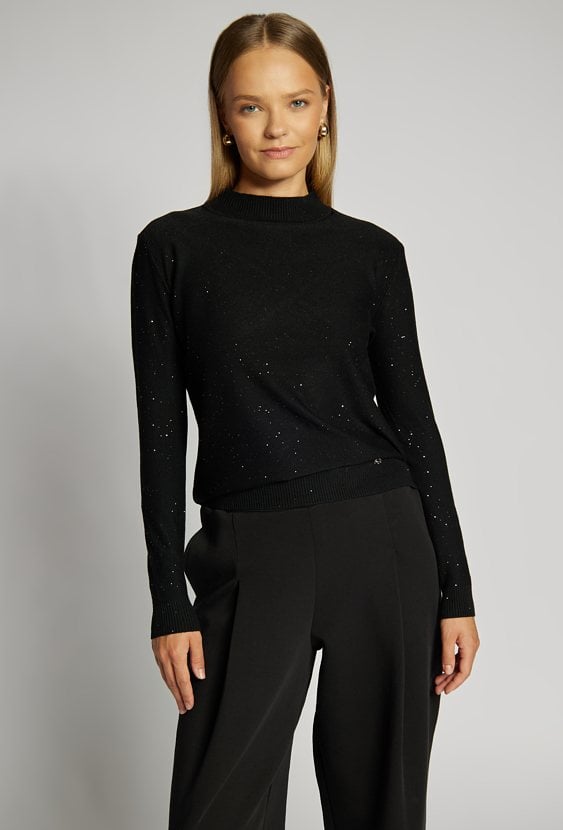 Połyskujący sweter damski