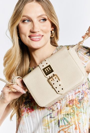 Kuferek damski z ozdobnym paskiem