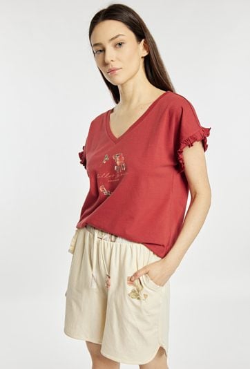 Koszulka od piżamy z delikatnymi falbankami