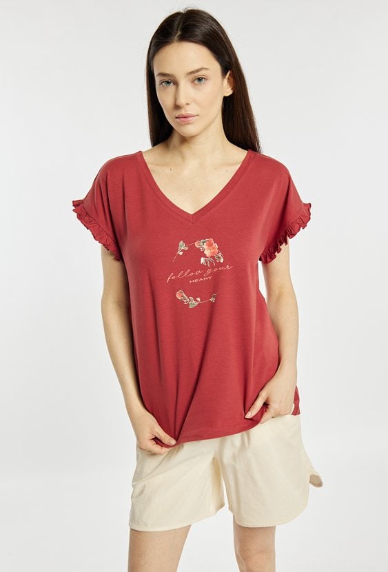 Koszulka od piżamy z delikatnymi falbankami