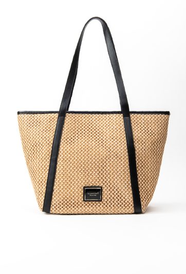 Shopperka damska z plecionym panelem