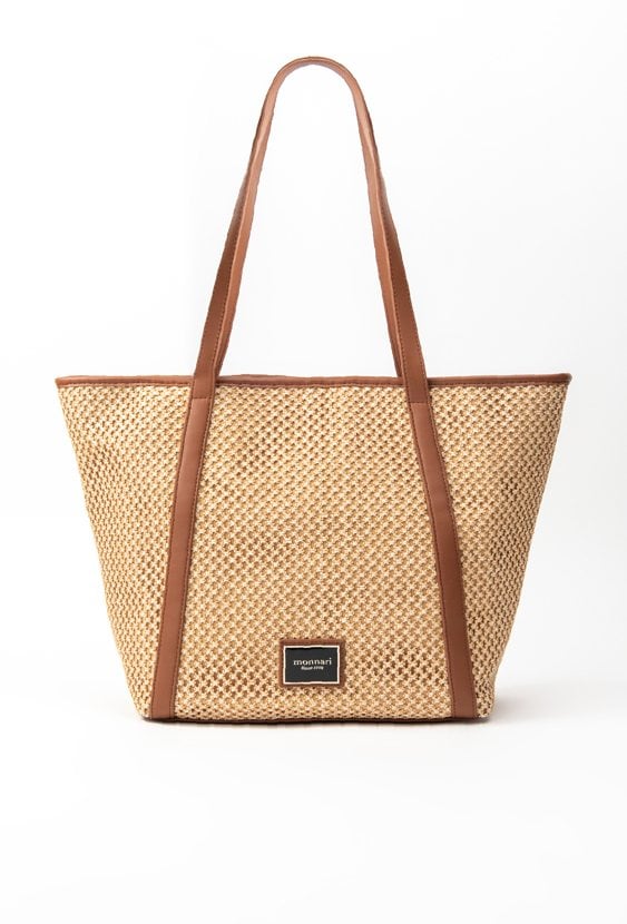 Shopperka damska z plecionym panelem