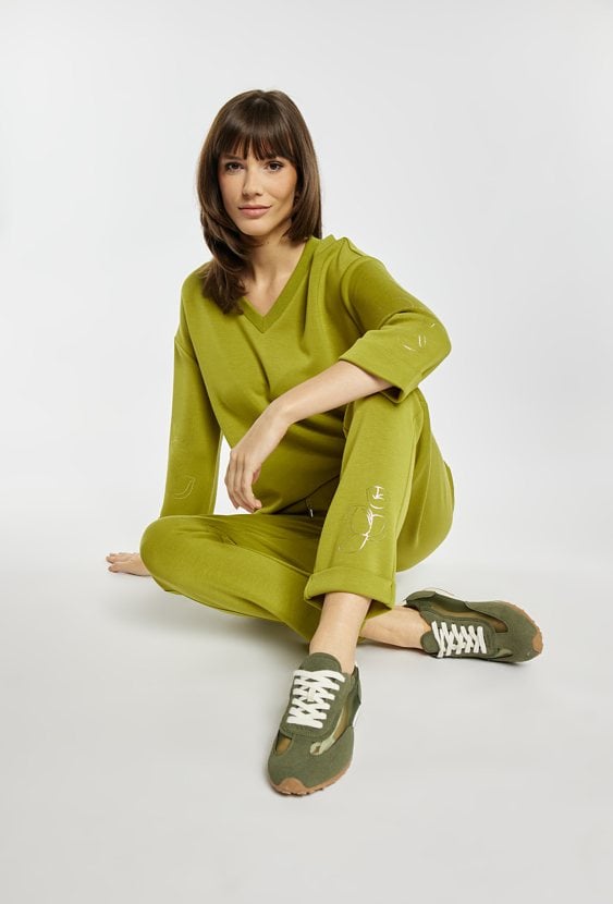 Dresowe spodnie z wiązaniem