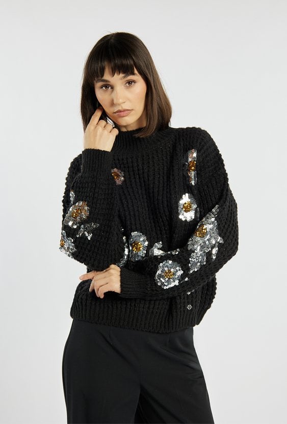 Sweter damski z cekinami