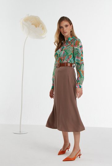 Rozszerzana długa spódnica z lyocellu