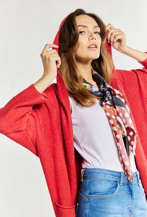 Kardigan damski z kapturem