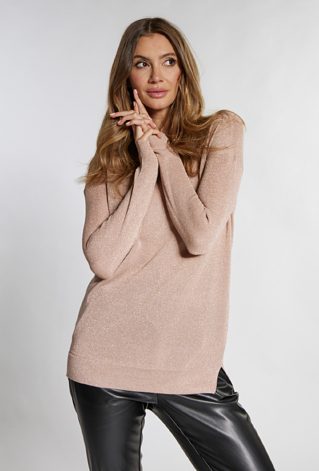 Połyskujący sweter z dłuższym tyłem