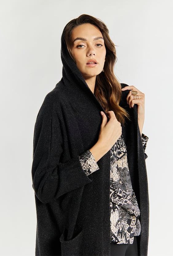 Kardigan damski z kapturem