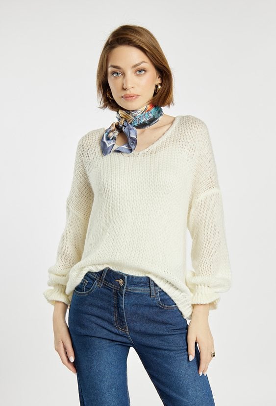 Sweter damski z dodatkiem wełny