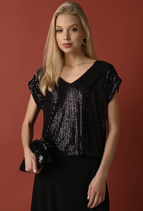 Cekinowa bluzka z krótkim rękawem