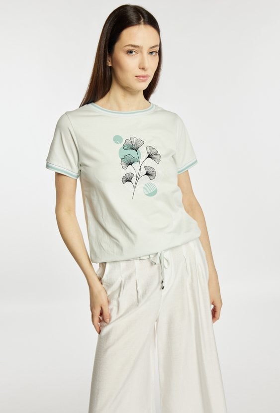 T-shirt z wzorem roślinnym