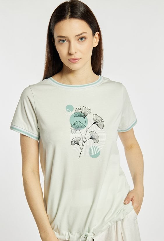 T-shirt z wzorem roślinnym