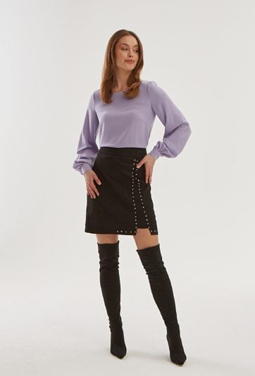 Liliowa elegancka bluzka