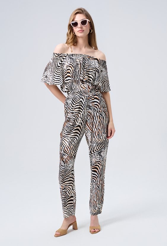 Wiskozowe spodnie w safari