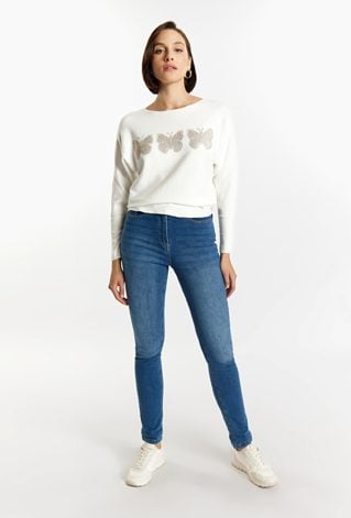 Jeansowe spodnie z wysokim stanem