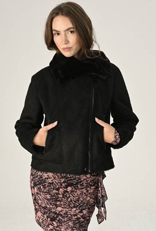 Miękki kożuch zapinany na suwak