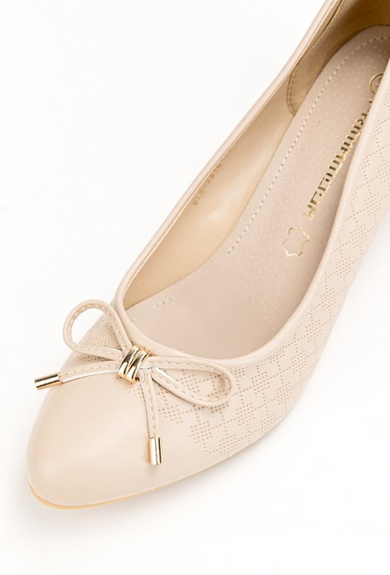 Beżowe czółenka z kokardką ARCO