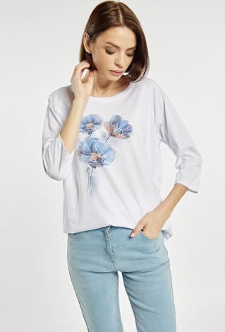 T-shirt z błękitnym kwiatem