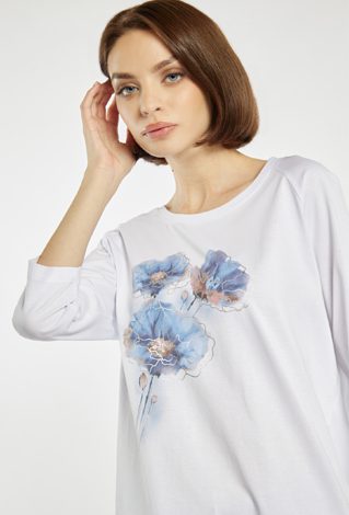 T-shirt z błękitnym kwiatem