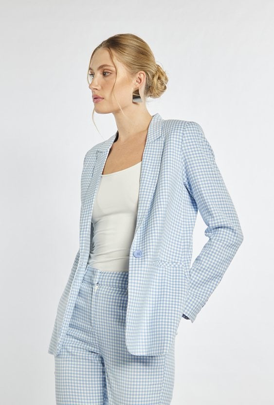 Elegancka marynarka w drobną kratę