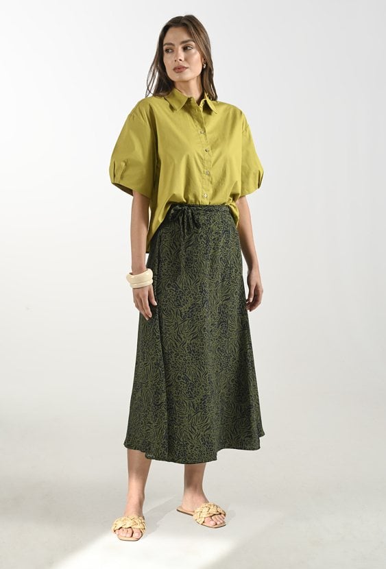 Długa kopertowa spódnica