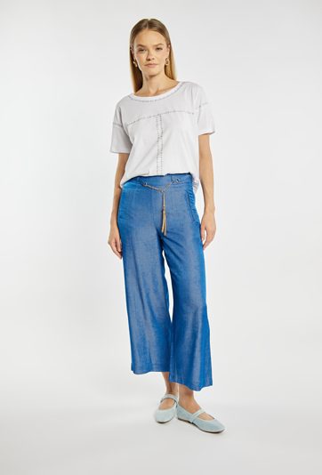 Luźne spodnie z wiązaniem