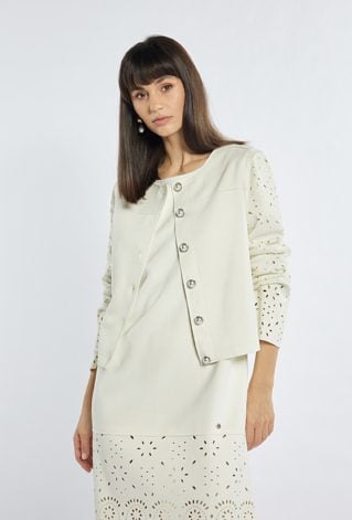 Elegancki żakiet z ażurowymi rękawami