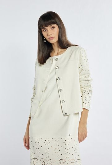 Elegancki żakiet z ażurowymi rękawami