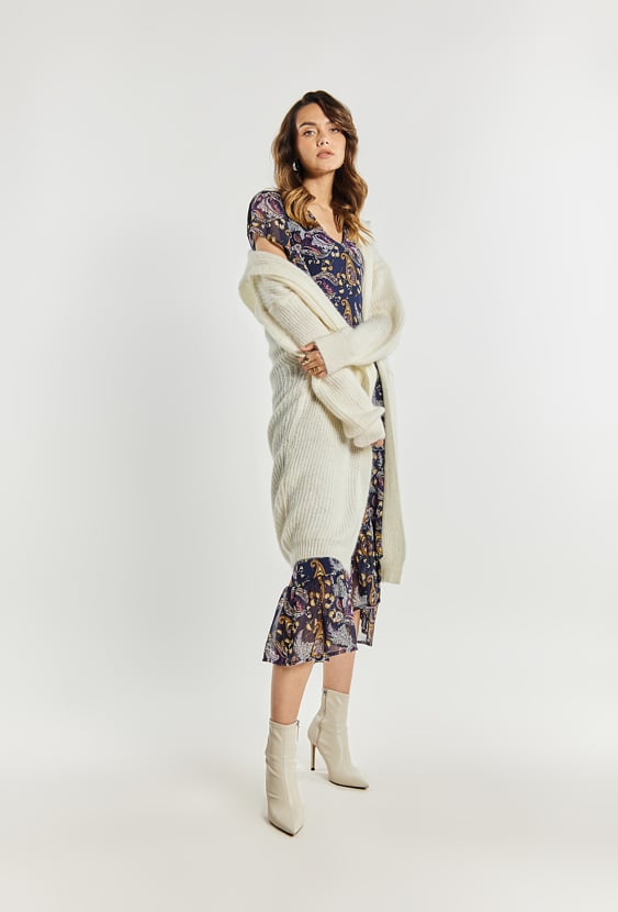 Dłuższy kardigan damski