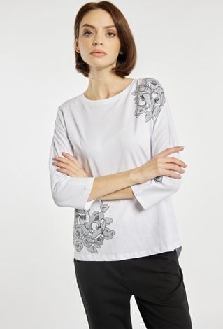 Luźny T-shirt z wzorem