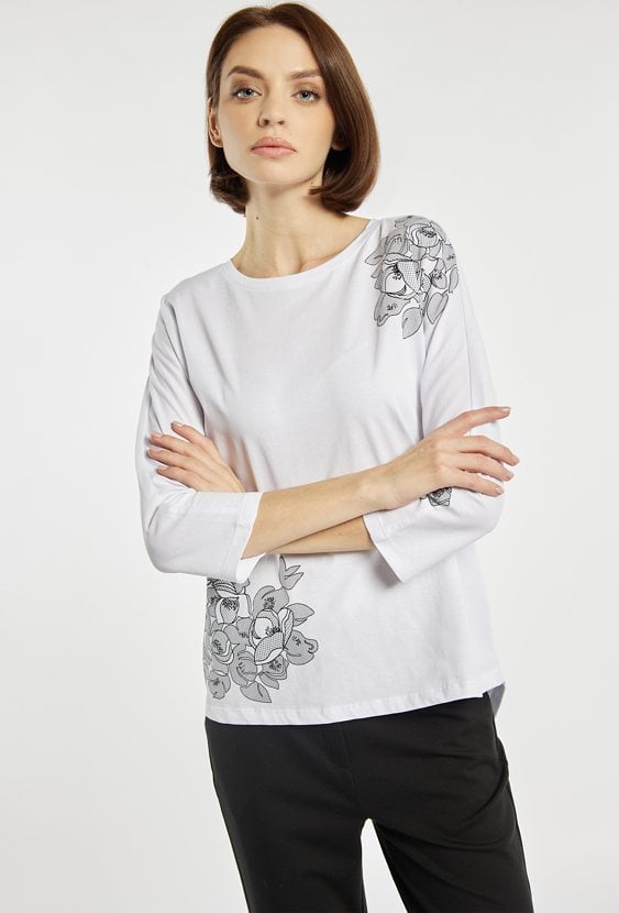 Luźny T-shirt z wzorem